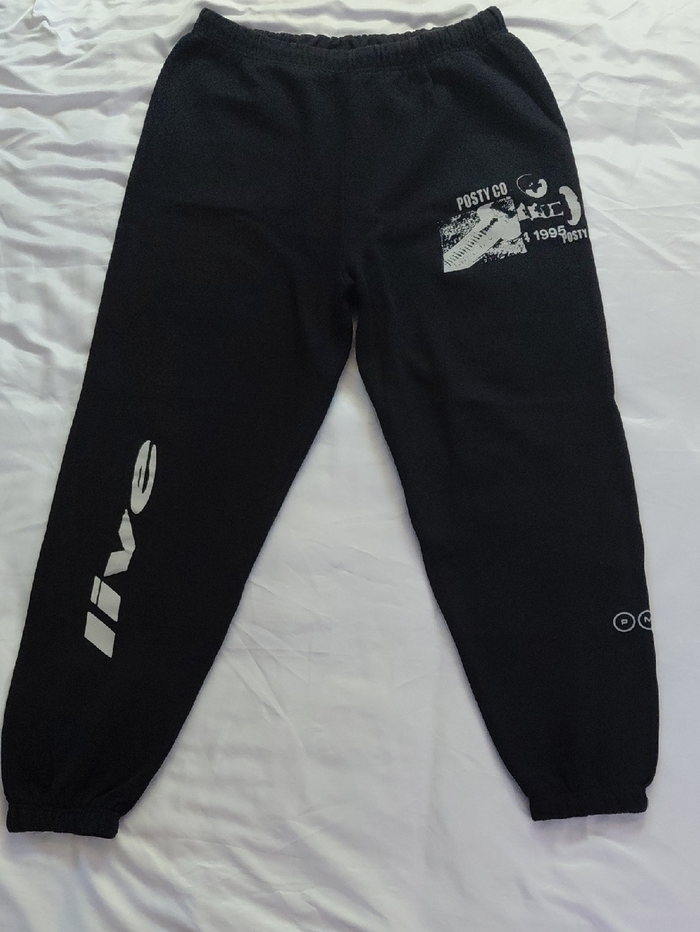 Post Malone Posty Co Live Black White Sweatpants Men's L